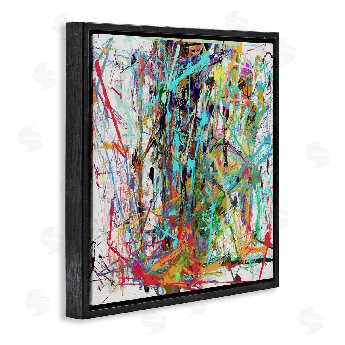 Angel Estevez Urban Splatter Chaotic Abstraction Black Floating Frame Canvas Wall Art Print
