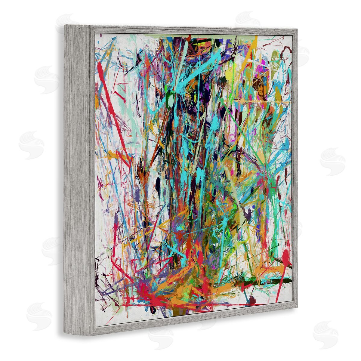 Angel Estevez Urban Splatter Chaotic Abstraction Gray Framed Glicee Wall Art Print