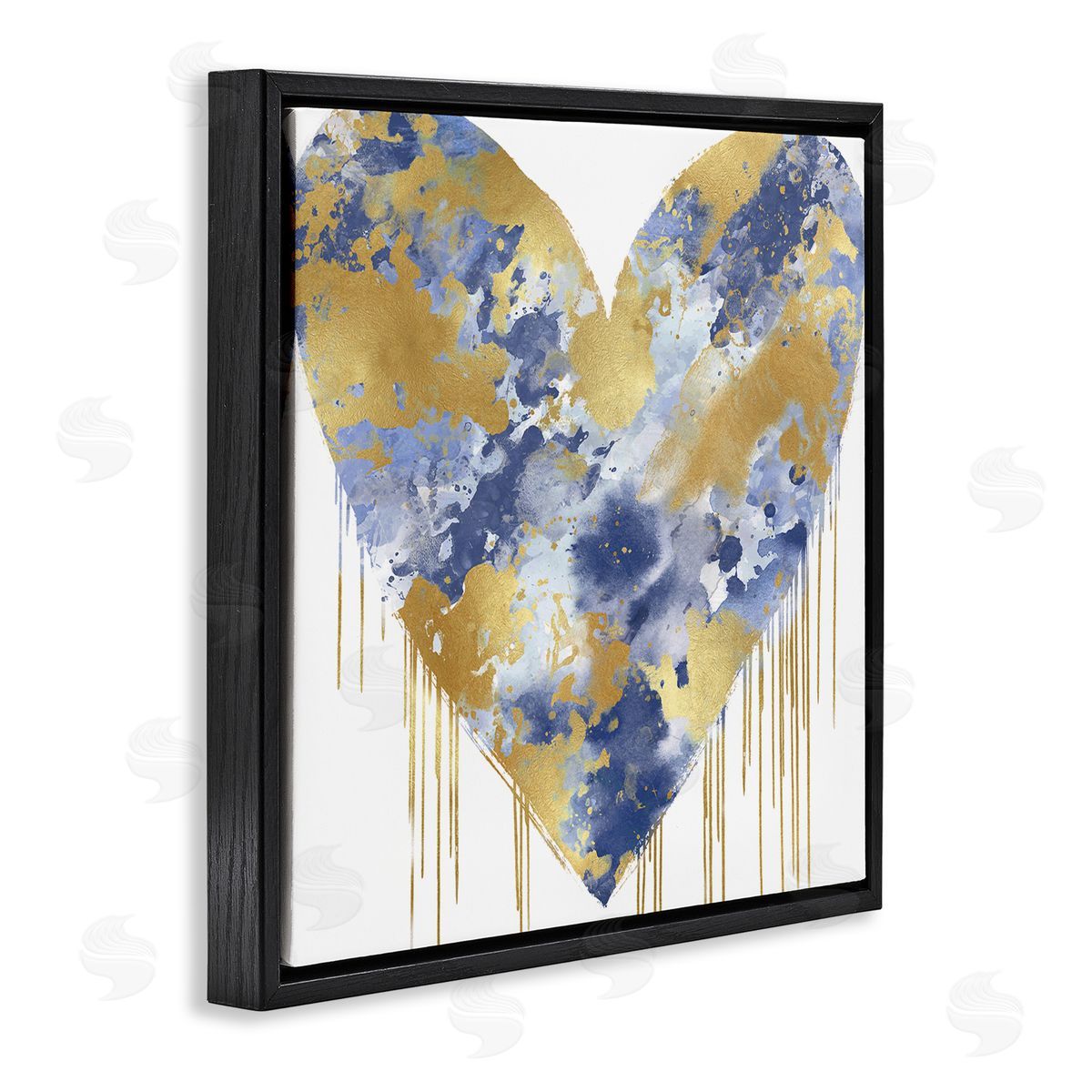 Lindsay Rodgers Urban Blue Graffiti Heart Black Floating Frame Canvas Wall Art Print