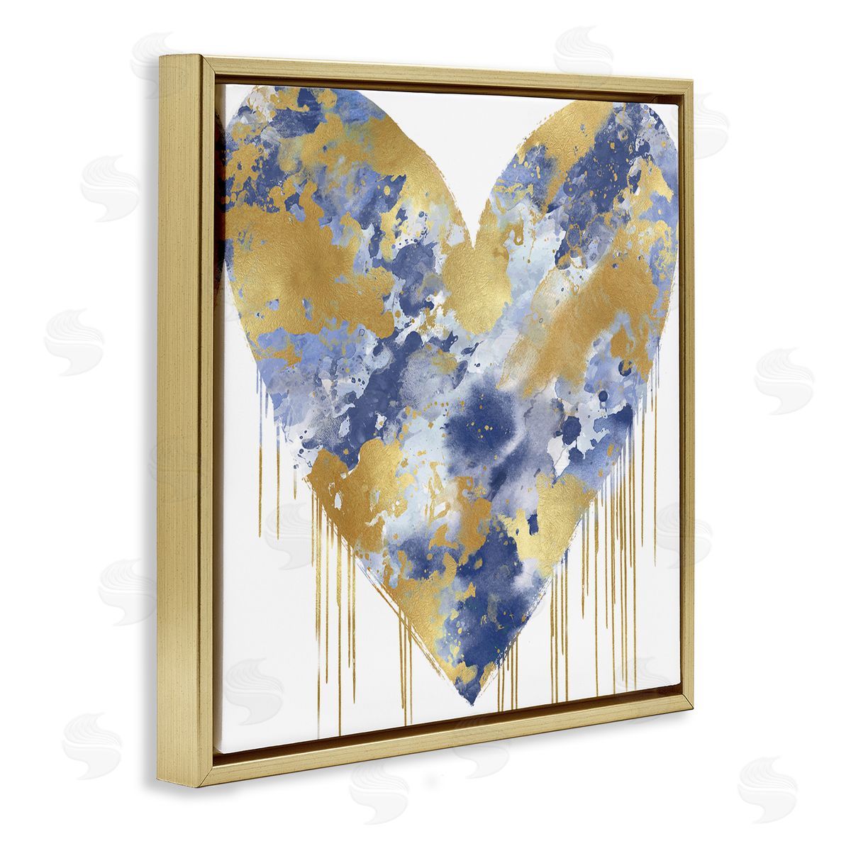 Lindsay Rodgers Urban Blue Graffiti Heart Gold Floating Frame Canvas Wall Art Print