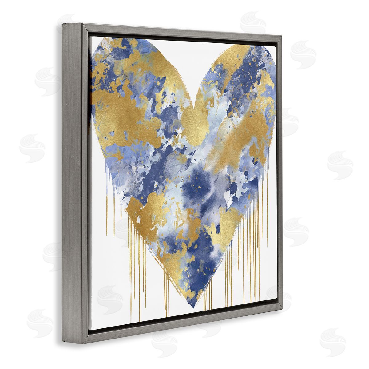 Lindsay Rodgers Urban Blue Graffiti Heart Gray Floating Frame Canvas Wall Art Print