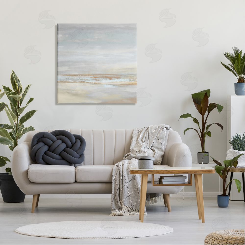 Rachel Springer Abstract Grey Landscape Painting Canvas Wall Art in Room