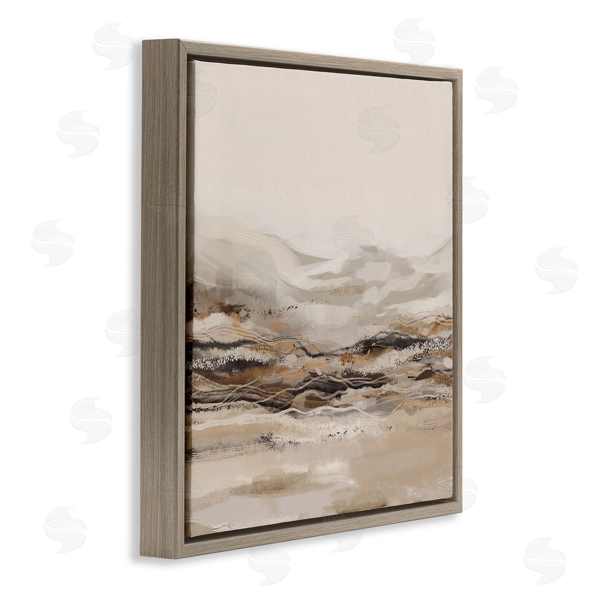 Abstract Mountains Landscape Brown Floating Frame Canvas Wall Art, Home Decor by Ros Ruseva
