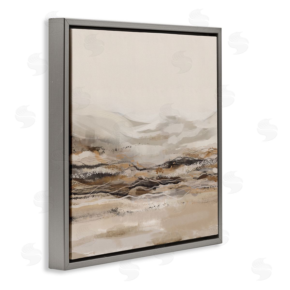 Abstract Mountains Landscape Grey Floating Frame Canvas Wall Art, Home Decor by Ros Ruseva
