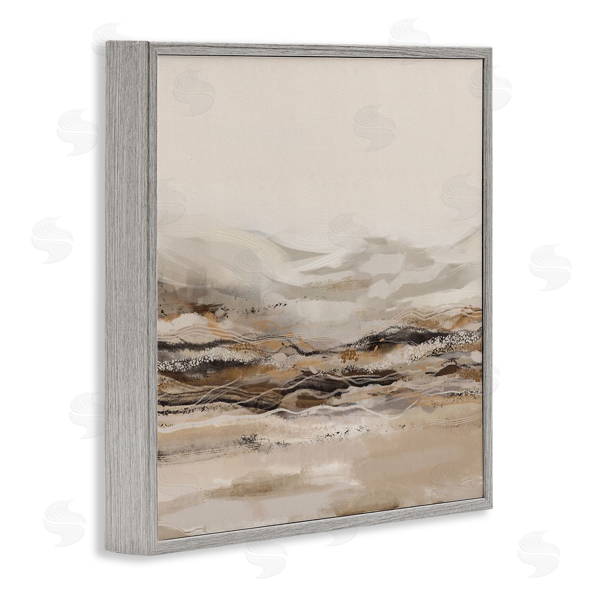 Abstract Mountains Landscape Grey Frame Print Wall Art, Home Decor by Ros Ruseva