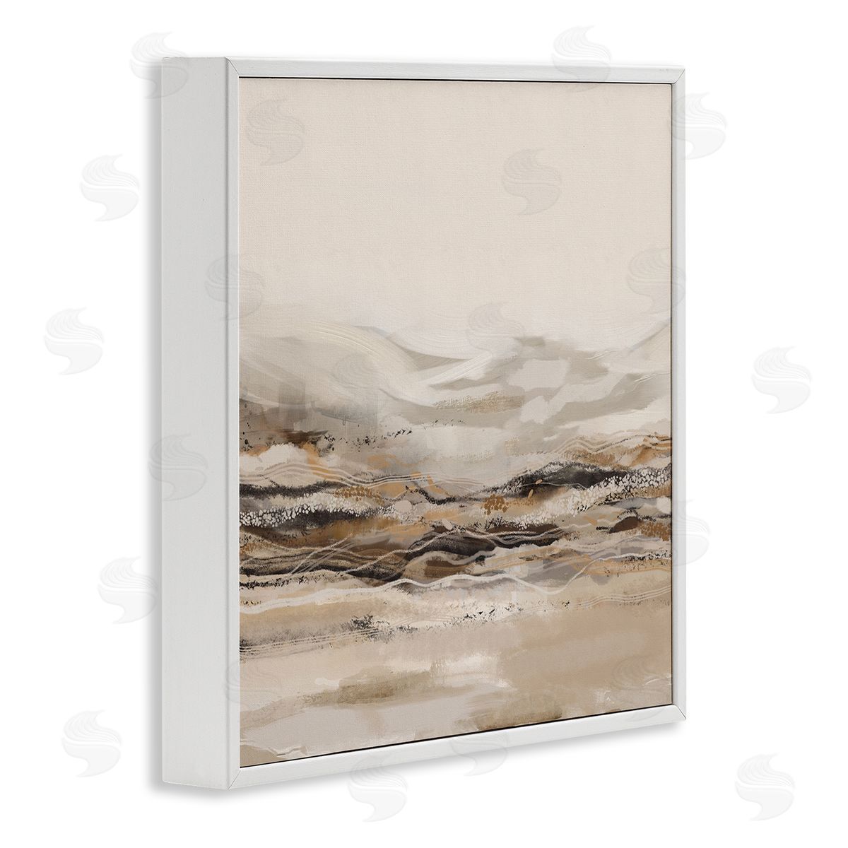 Abstract Mountains Landscape White Frame Print Wall Art, Home Decor by Ros Ruseva