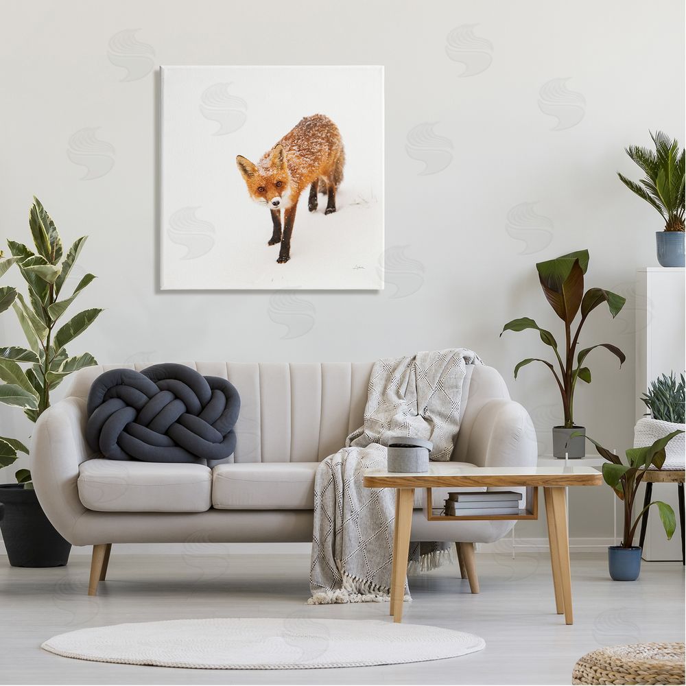Aledanda Fox Stepping Snowy Landscape Canvas Wall Art in Room