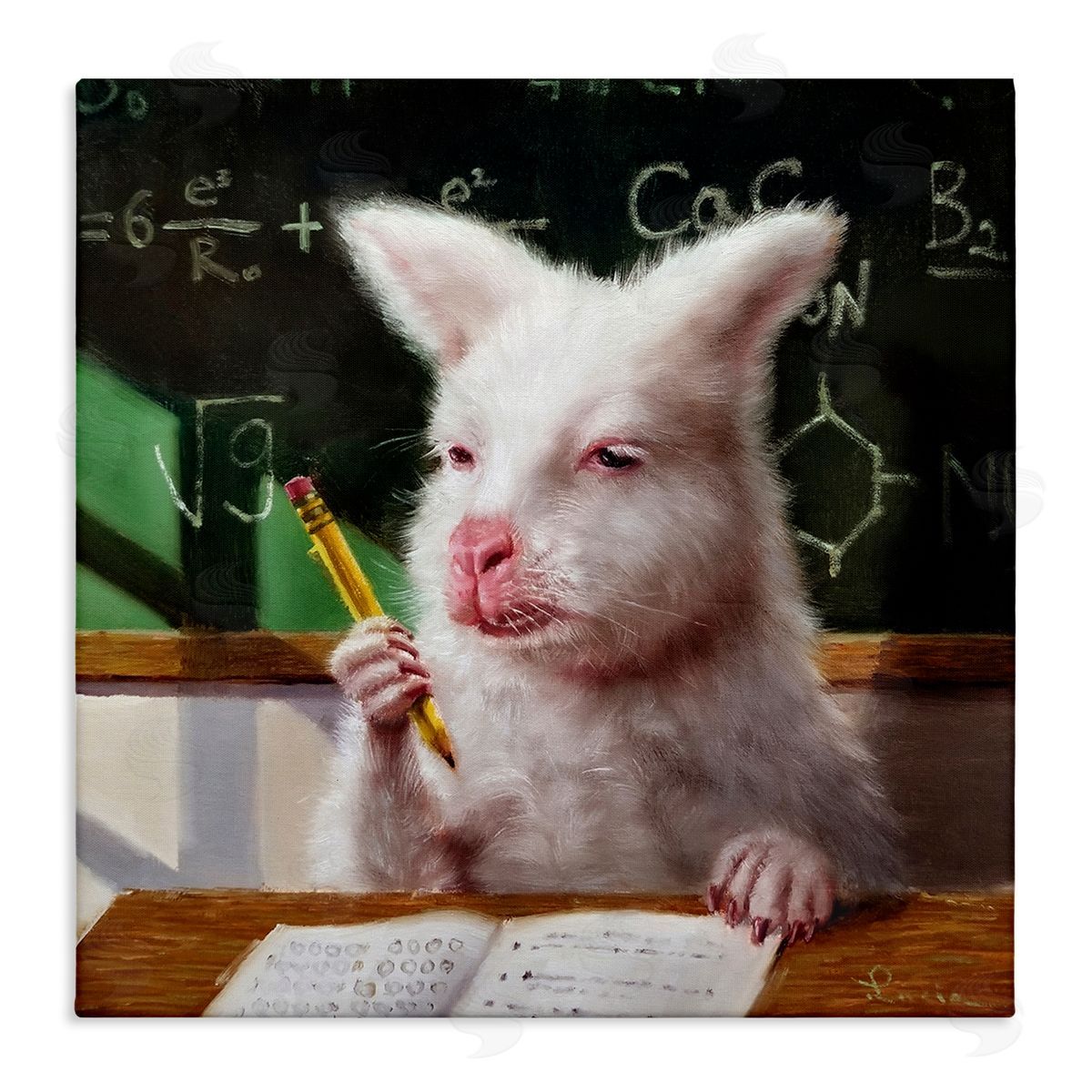 Lucia Heffernan Wallaby in Classroom Stretched Canvas Wall Art Print