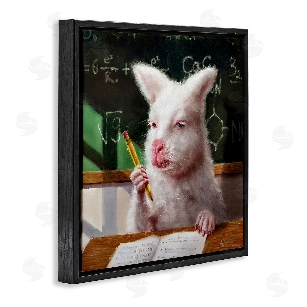 Lucia Heffernan Wallaby in Classroom Black Floating Frame Canvas Wall Art Print