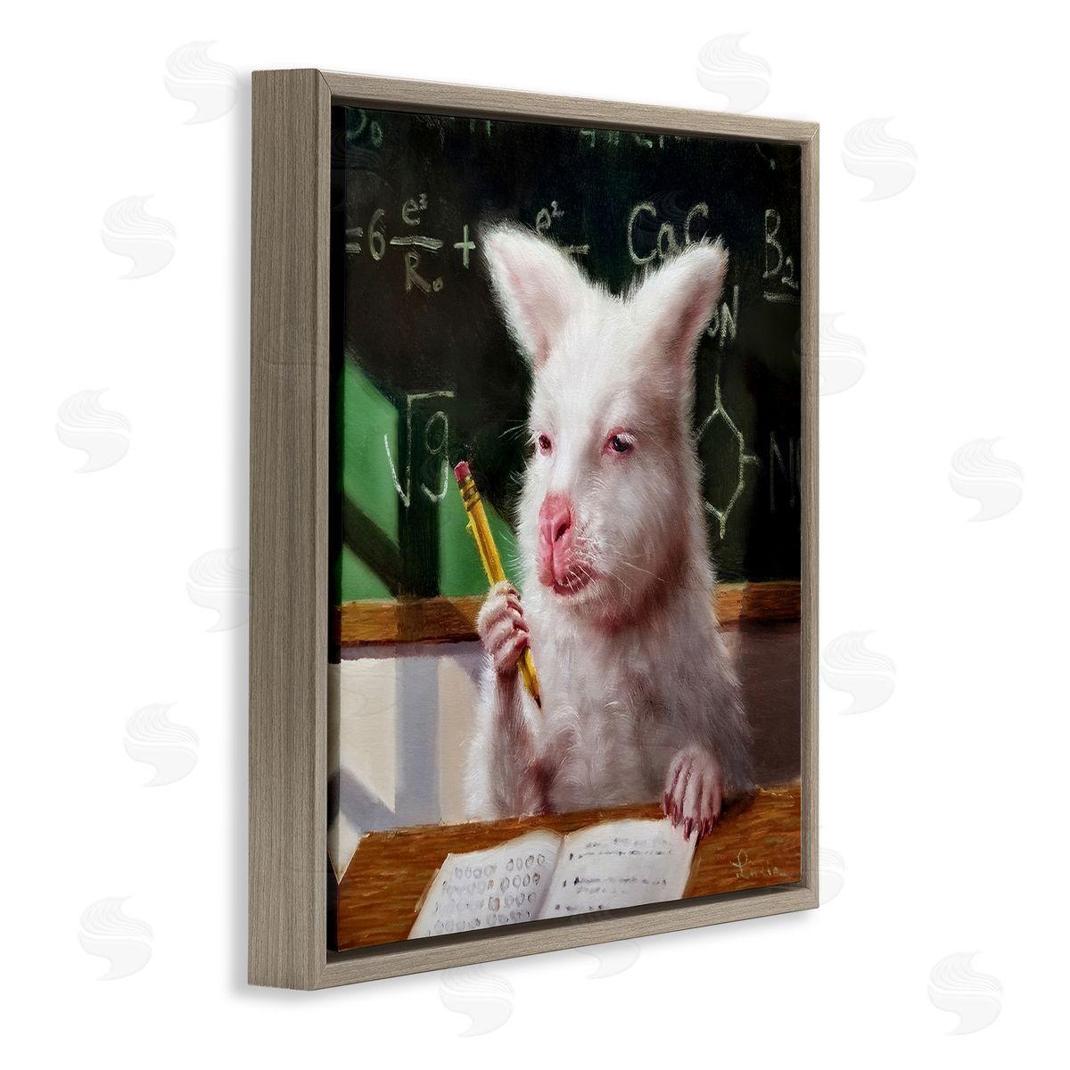 Lucia Heffernan Wallaby in Classroom Brown Floating Frame Canvas Wall Art Print