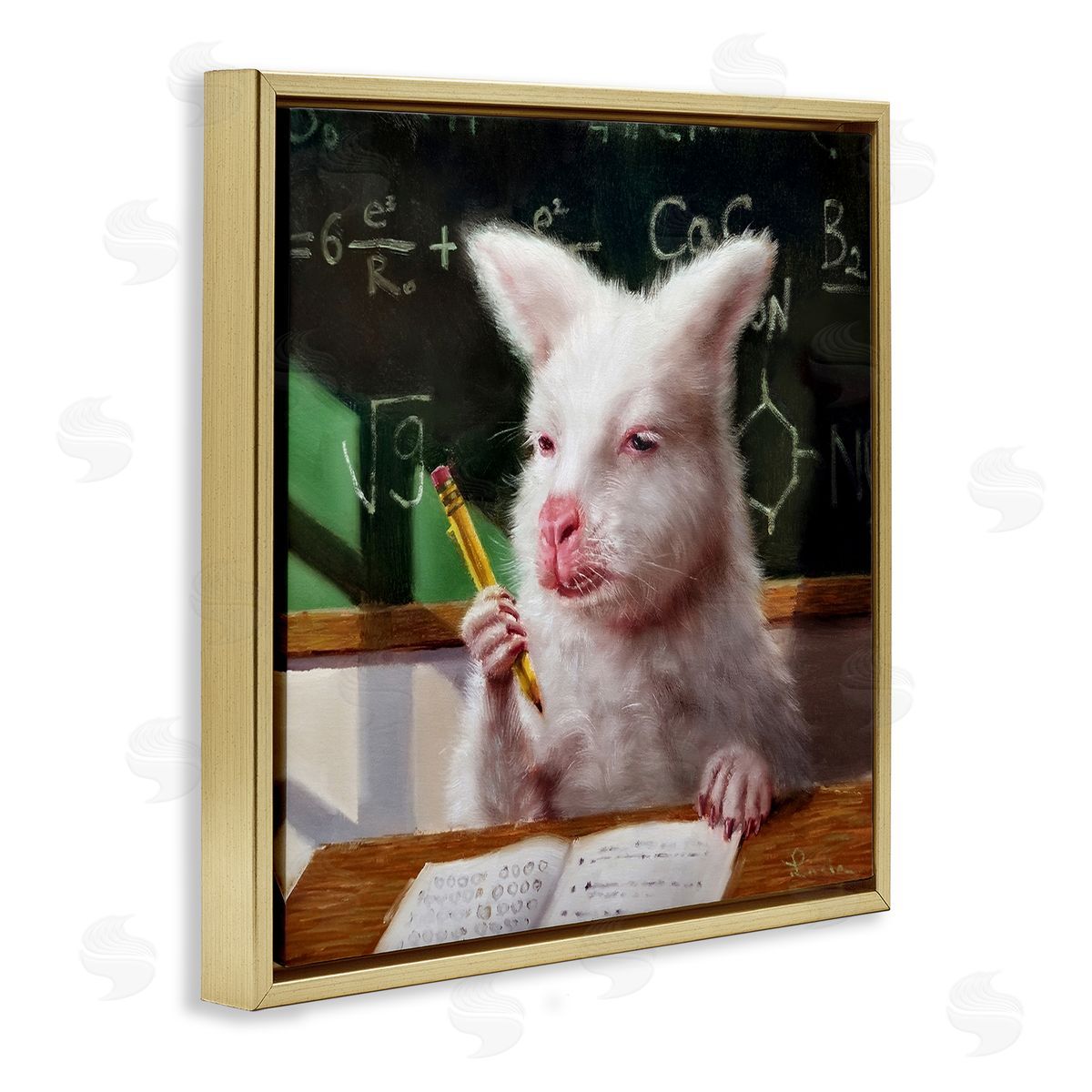 Lucia Heffernan Wallaby in Classroom Gold Floating Frame Canvas Wall Art Print