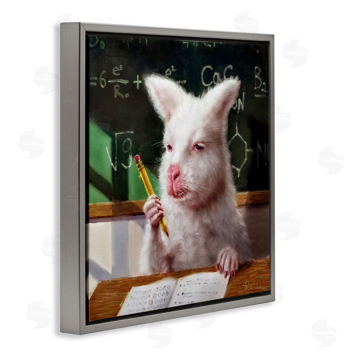 Lucia Heffernan Wallaby in Classroom Gray Floating Frame Canvas Wall Art Print