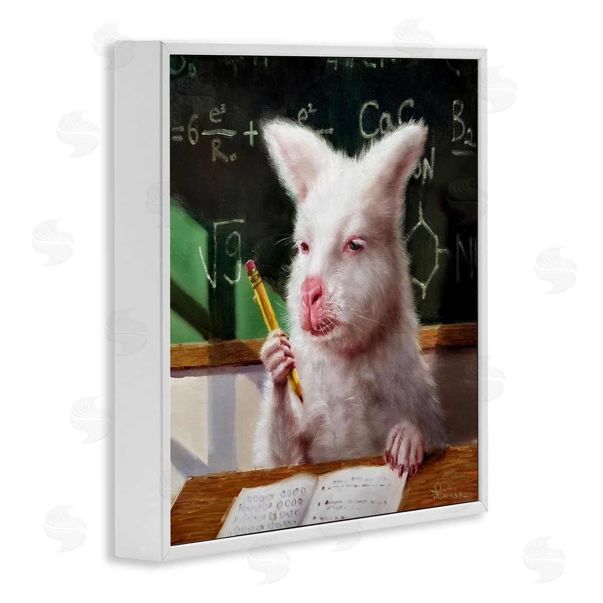 Lucia Heffernan Wallaby in Classroom White Framed Glicee Wall Art Print