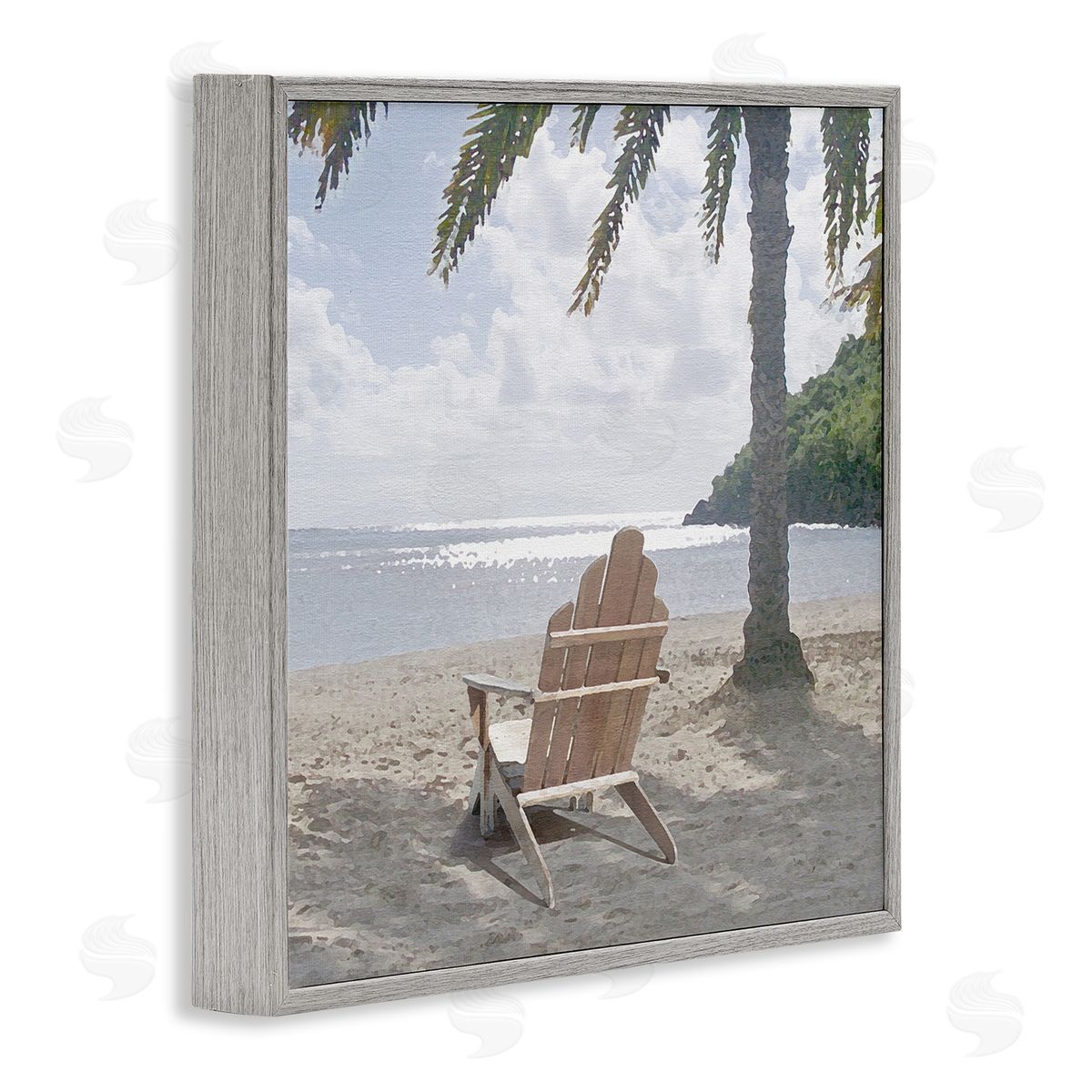 Noah Bay Tropical Beach Shoreline Gray Framed Glicee Wall Art Print