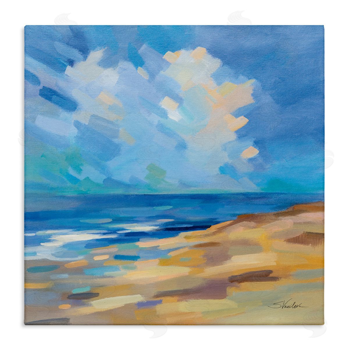 Silvia Vassileva Abstract Beach Painting Stretched Canvas Wall Art Print
