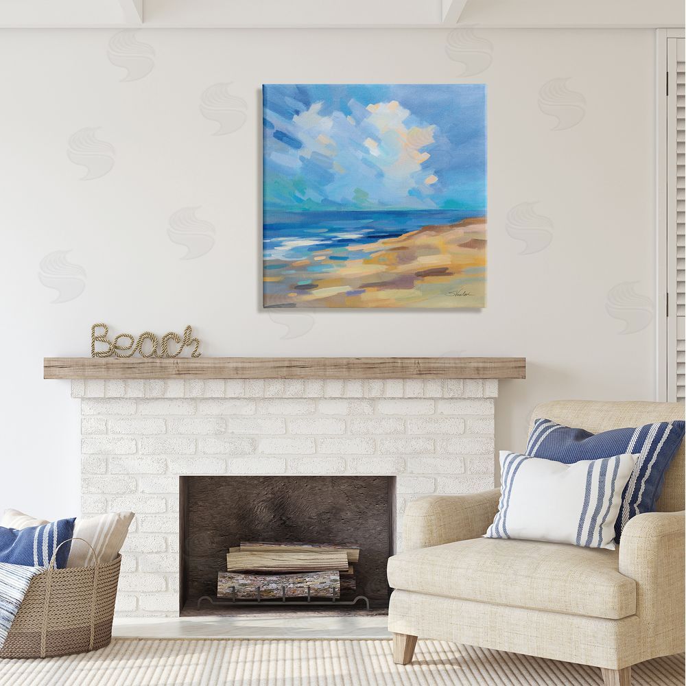 Silvia Vassileva Abstract Beach Painting Canvas Wall Art in Room