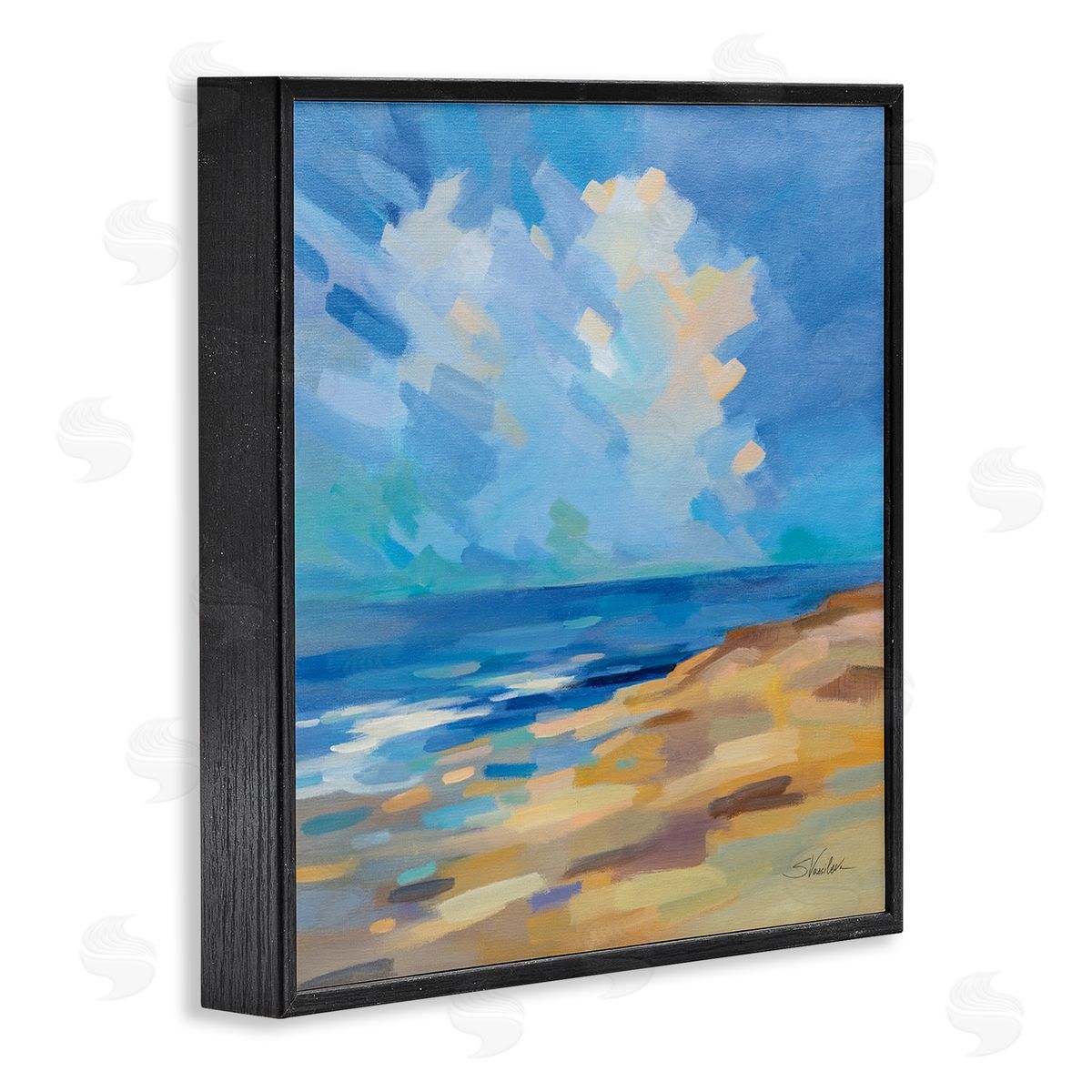 Silvia Vassileva Abstract Beach Painting Black Framed Glicee Wall Art Print