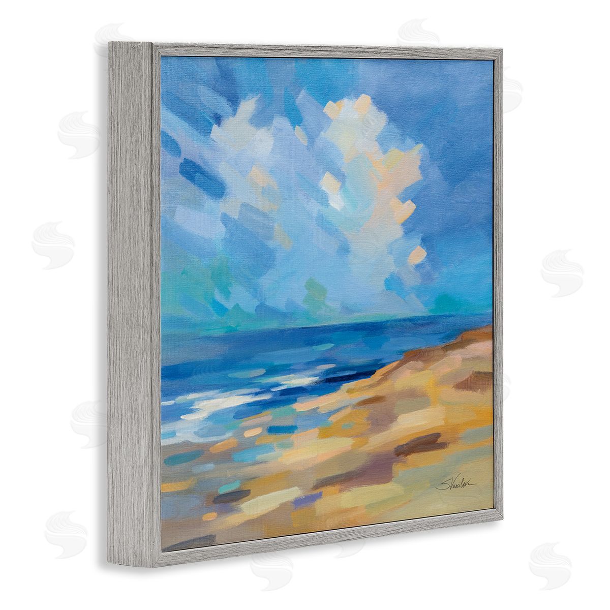 Silvia Vassileva Abstract Beach Painting Gray Framed Glicee Wall Art Print