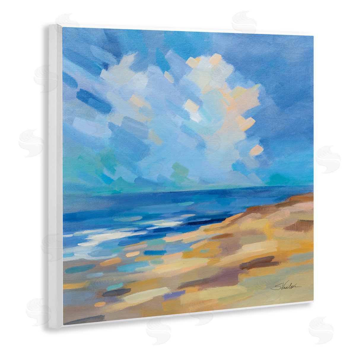 Silvia Vassileva Abstract Beach Painting Wooden Wall Plaque Art Print