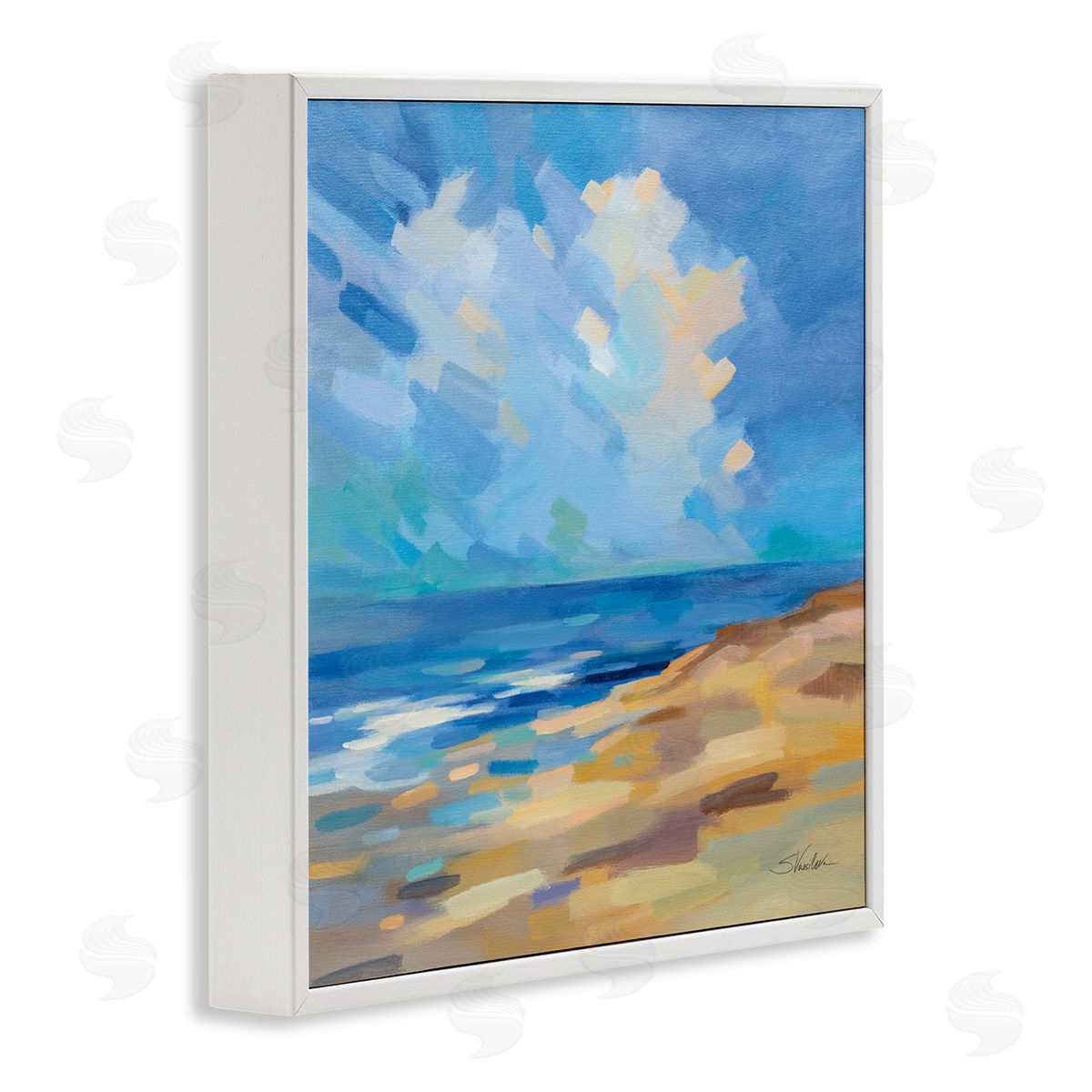 Silvia Vassileva Abstract Beach Painting White Framed Glicee Wall Art Print
