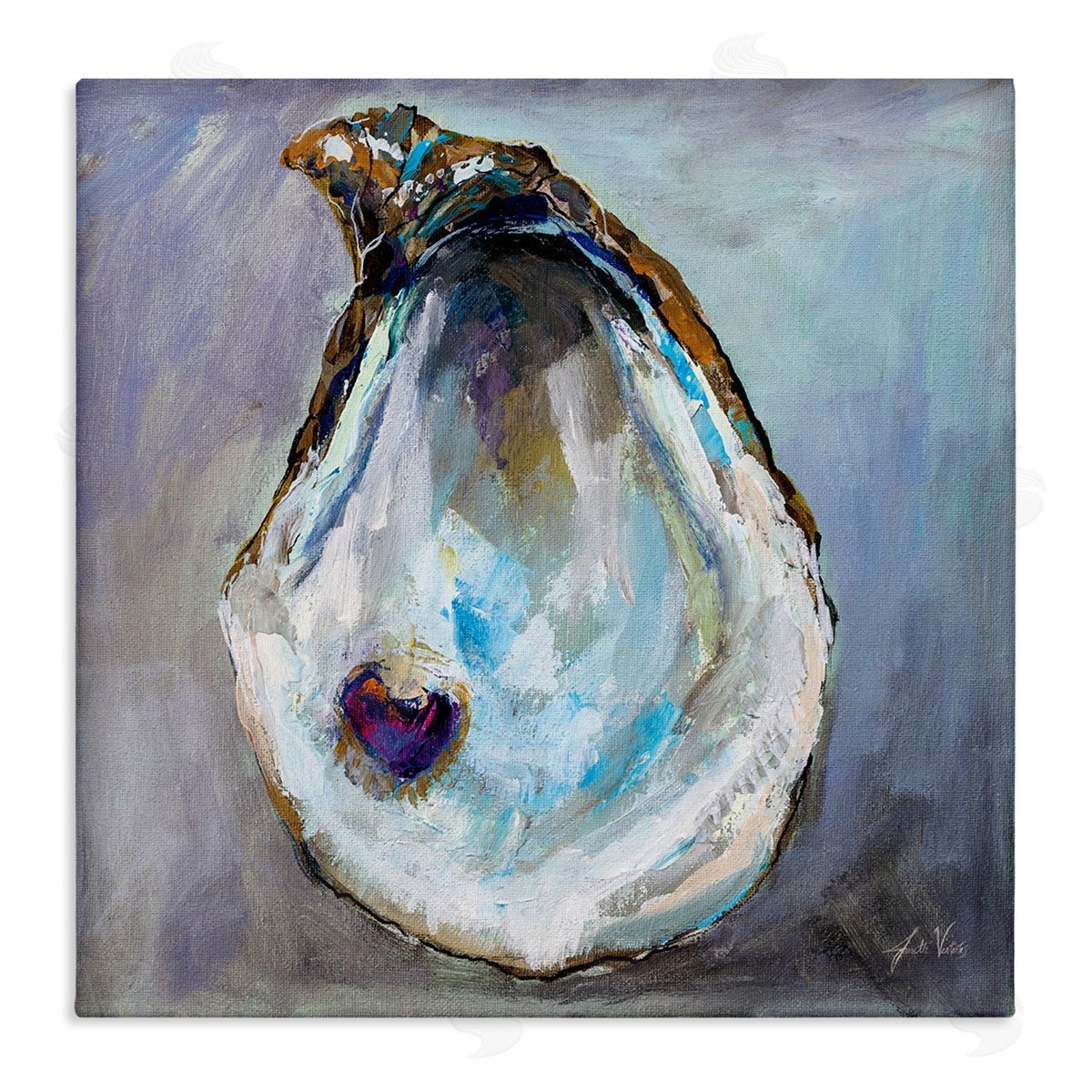 Oyster Shell with Pearl Canvas Wall Art, Home Decor by Jeanette Vertentes