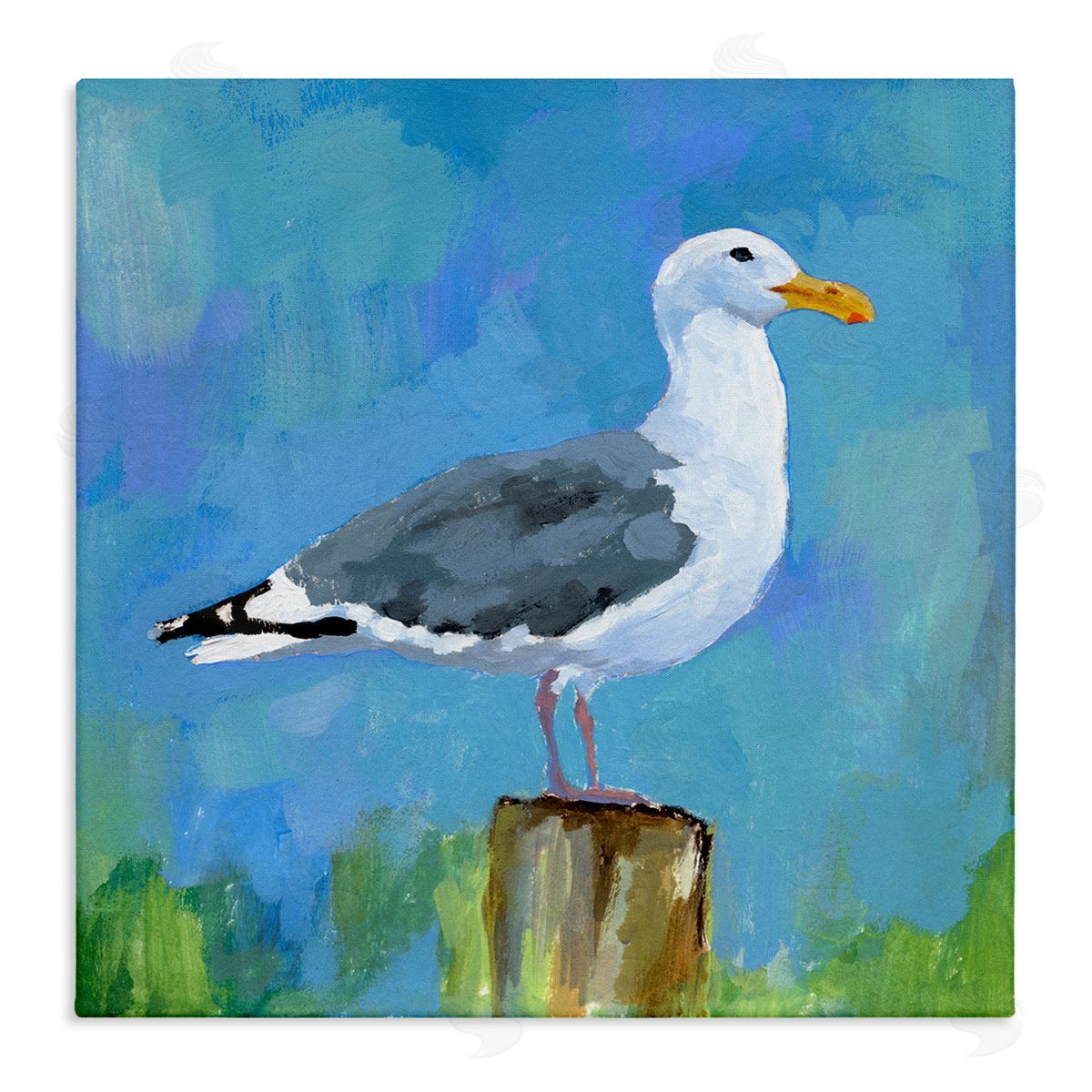 Victoria Barnes Seagull Perched Painting Stretched Canvas Wall Art Print
