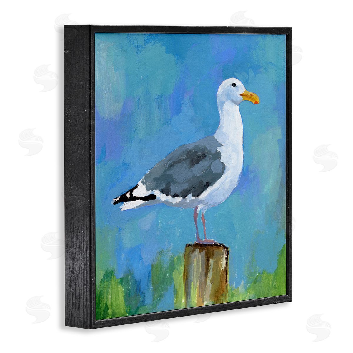 Victoria Barnes Seagull Perched Painting Black Framed Glicee Wall Art Print