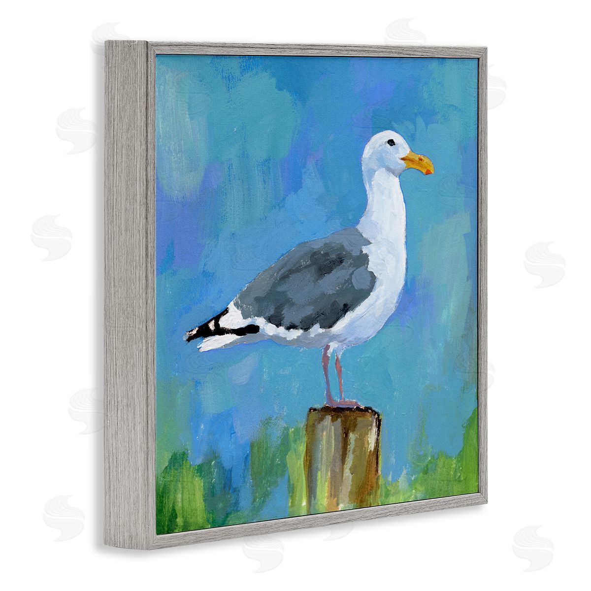 Victoria Barnes Seagull Perched Painting Gray Framed Glicee Wall Art Print