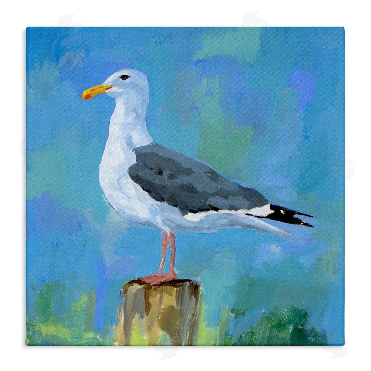 Victoria Barnes Coastal Seagull Painting Stretched Canvas Wall Art Print