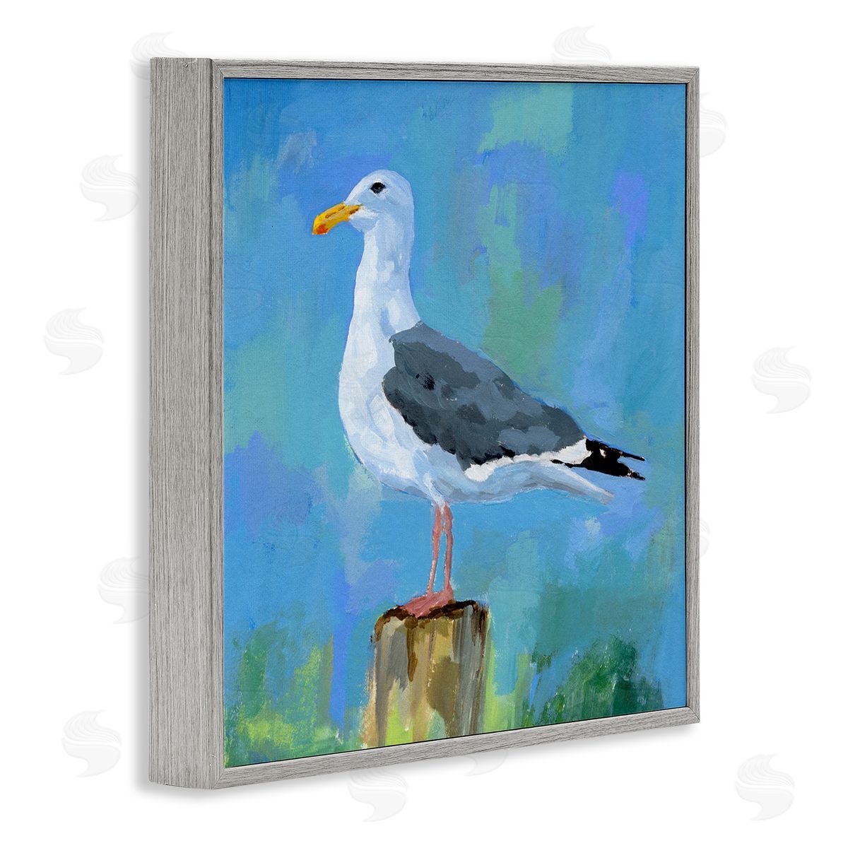 Victoria Barnes Coastal Seagull Painting Gray Framed Glicee Wall Art Print