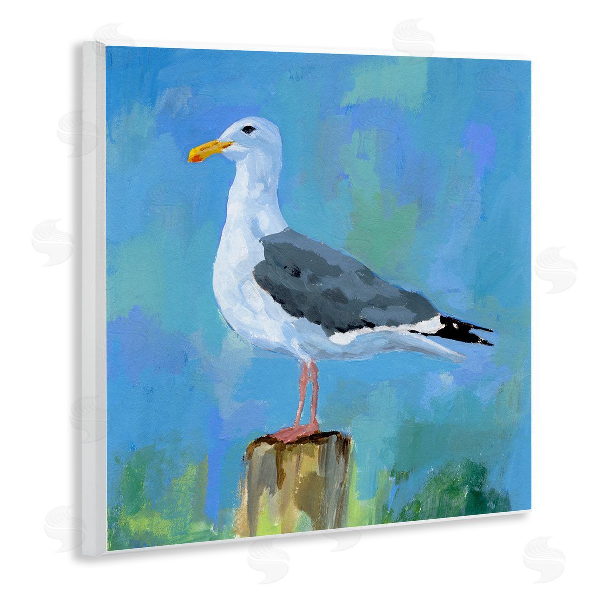 Victoria Barnes Coastal Seagull Painting Wooden Wall Plaque Art Print