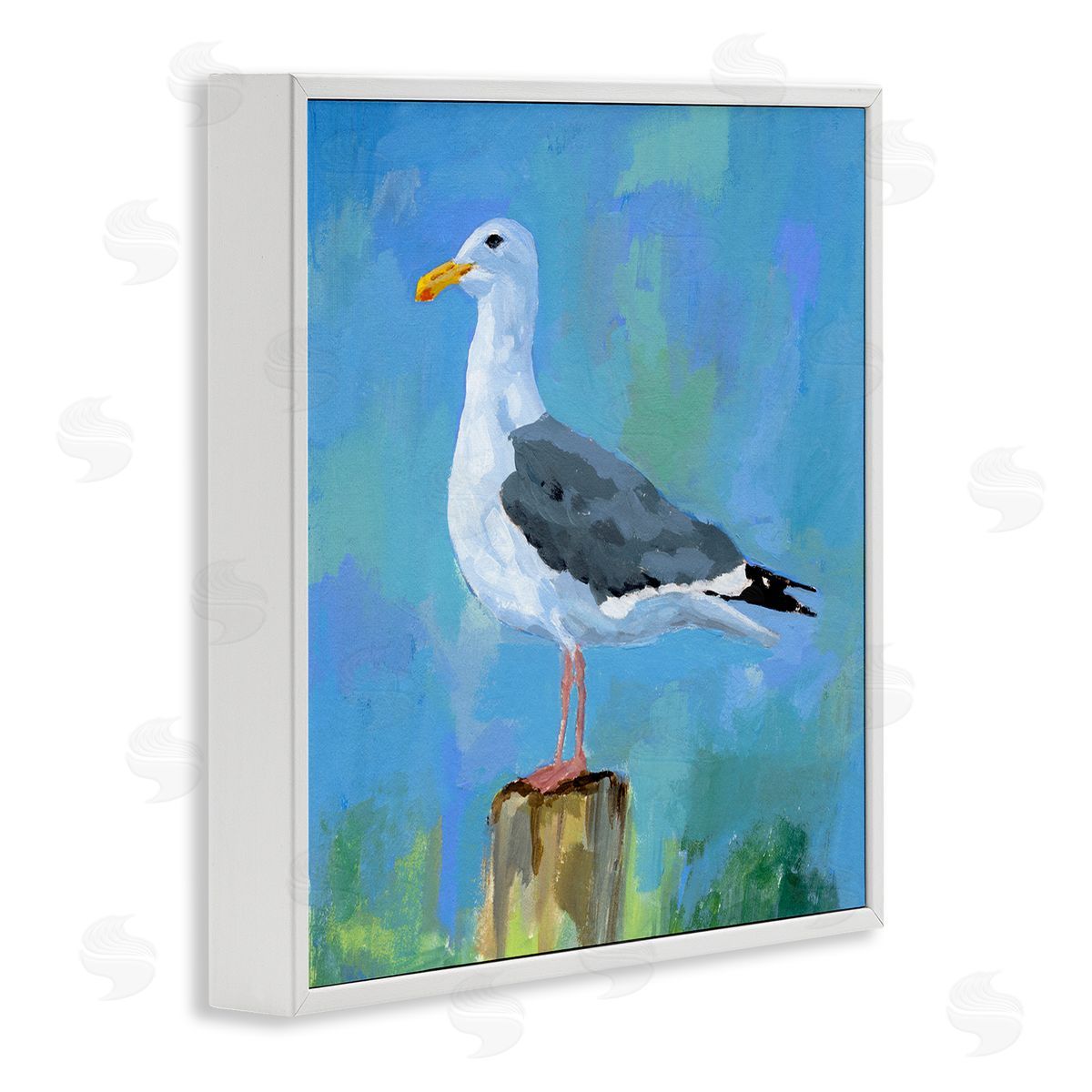 Victoria Barnes Coastal Seagull Painting White Framed Glicee Wall Art Print