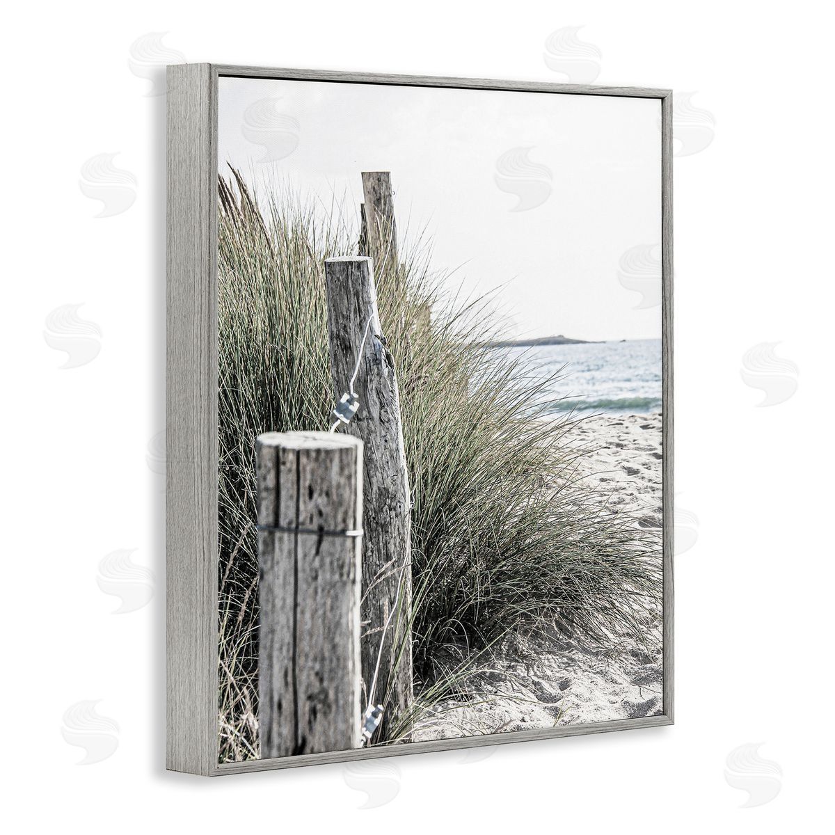 Coastal Beach Landscape Grey Frame Print Wall Art, Home Decor by Incado