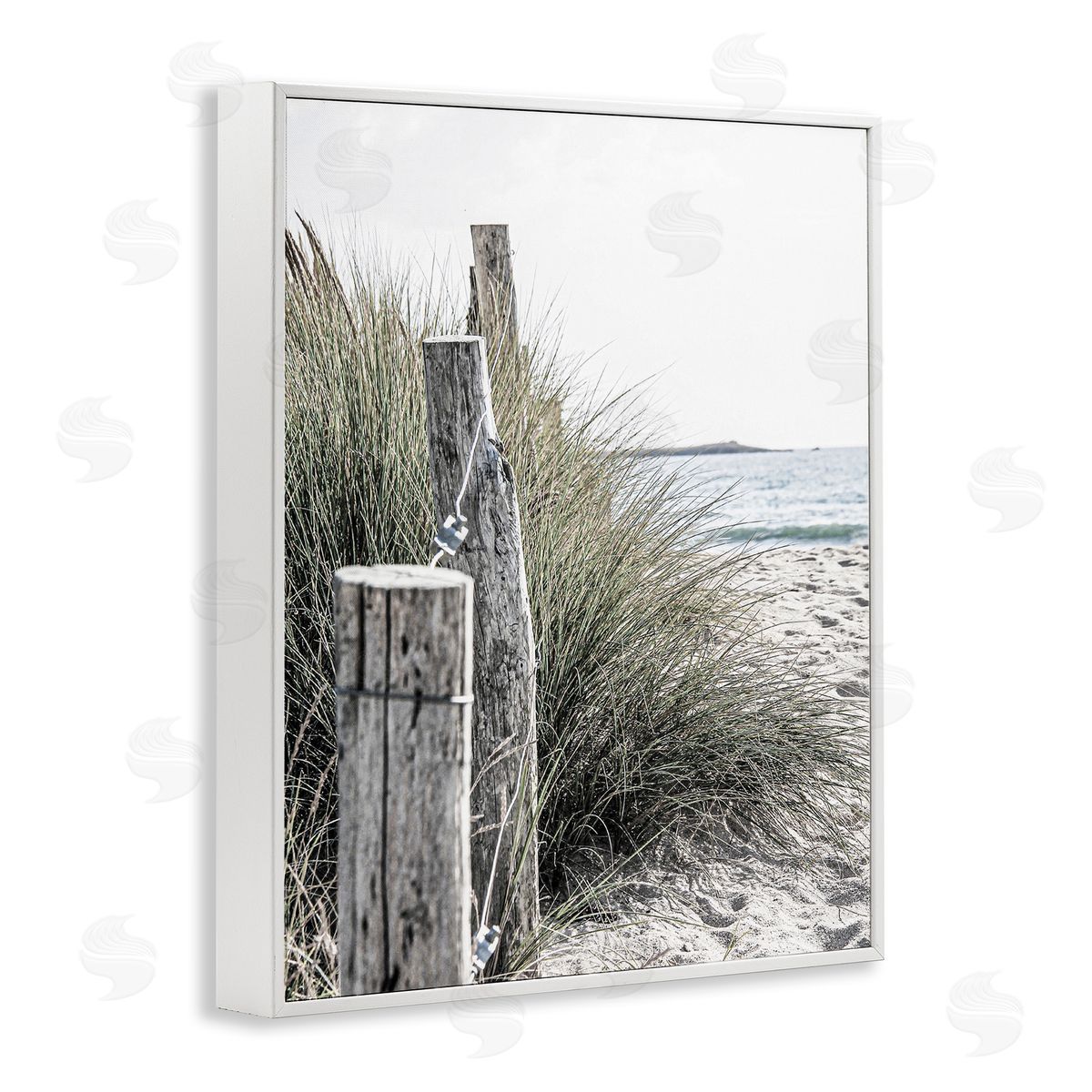 Coastal Beach Landscape White Frame Print Wall Art, Home Decor by Incado