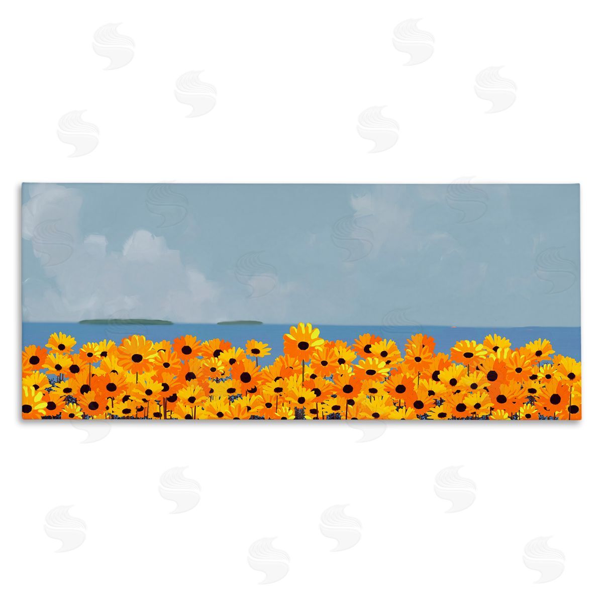 Rick Novak Yellow Daisies by Sea Stretched Canvas Wall Art Print