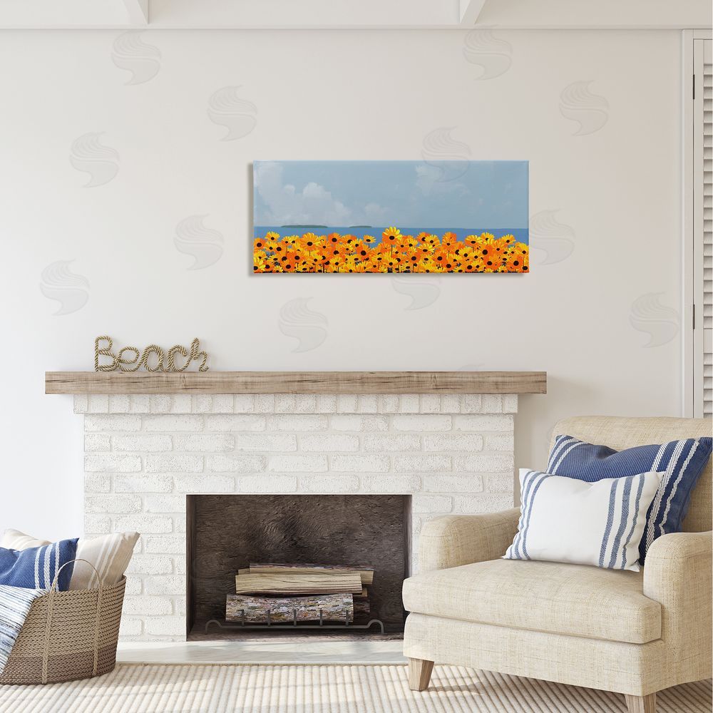Rick Novak Yellow Daisies by Sea Canvas Wall Art in Room