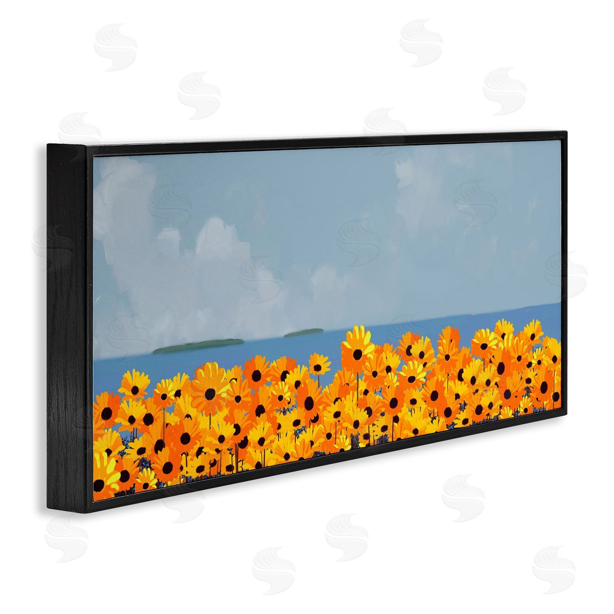 Rick Novak Yellow Daisies by Sea Black Framed Glicee Wall Art Print