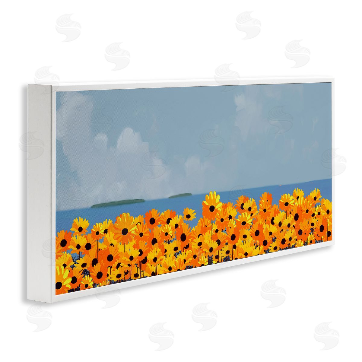 Rick Novak Yellow Daisies by Sea White Framed Glicee Wall Art Print
