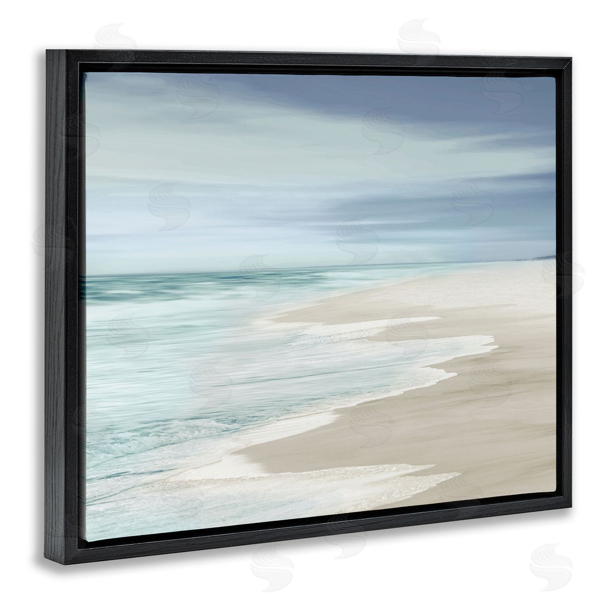 Beach Foam Landscape Black Floating Frame Canvas Wall Art, Home Decor by Maggie Olsen