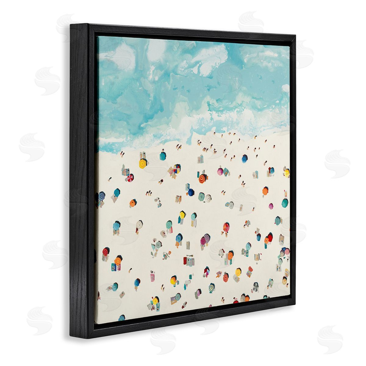 Abstract People on Beach Black Floating Frame Canvas Wall Art, Home Decor by Randy Hibberd