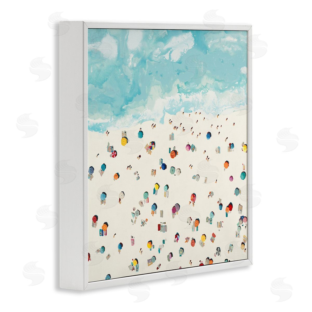 Abstract People on Beach White Frame Print Wall Art, Home Decor by Randy Hibberd