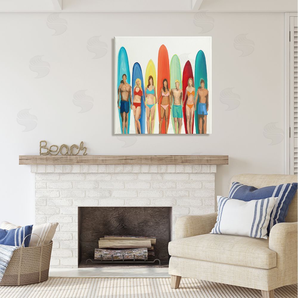 Randy Hibberd Surfers & Boards Summer Canvas Wall Art in Room