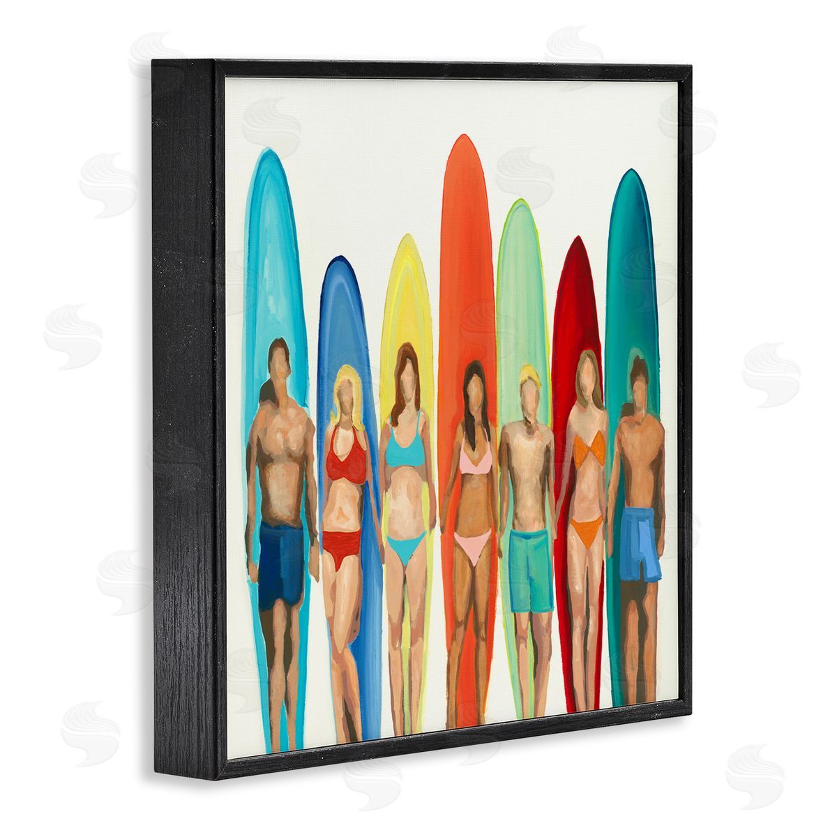 Randy Hibberd Surfers & Boards Summer Black Framed Glicee Wall Art Print