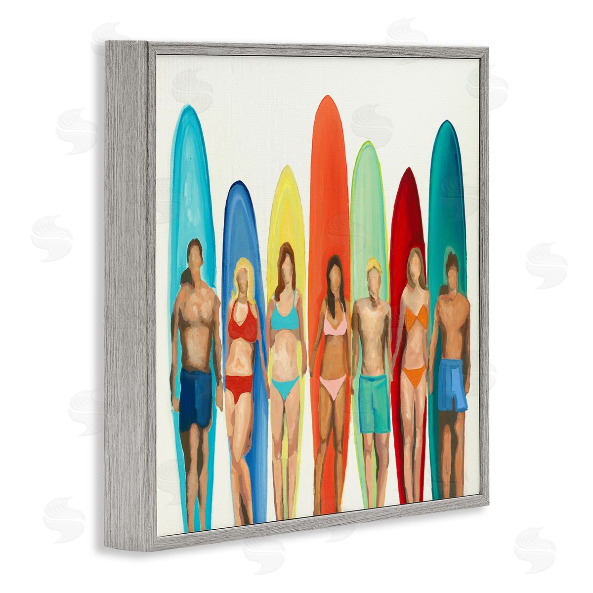Randy Hibberd Surfers & Boards Summer Gray Framed Glicee Wall Art Print