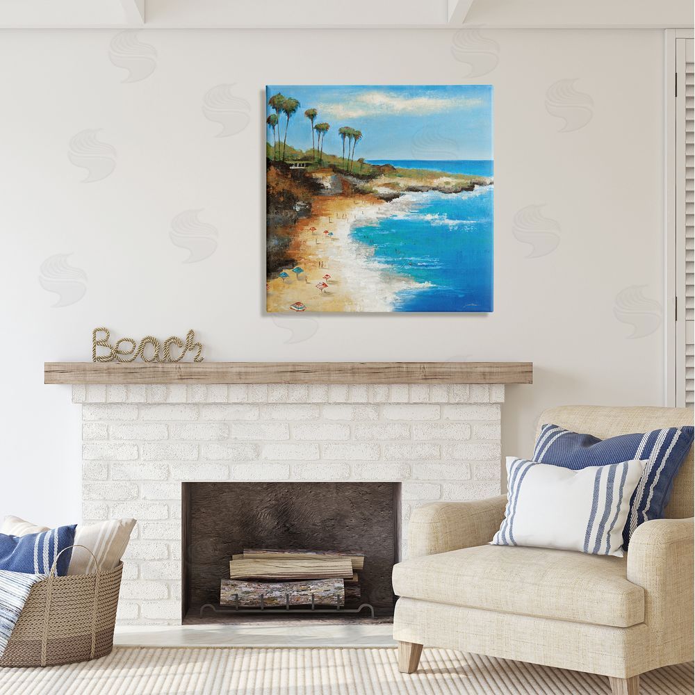 Liz Jardine Summer Beach Cove Canvas Wall Art in Room