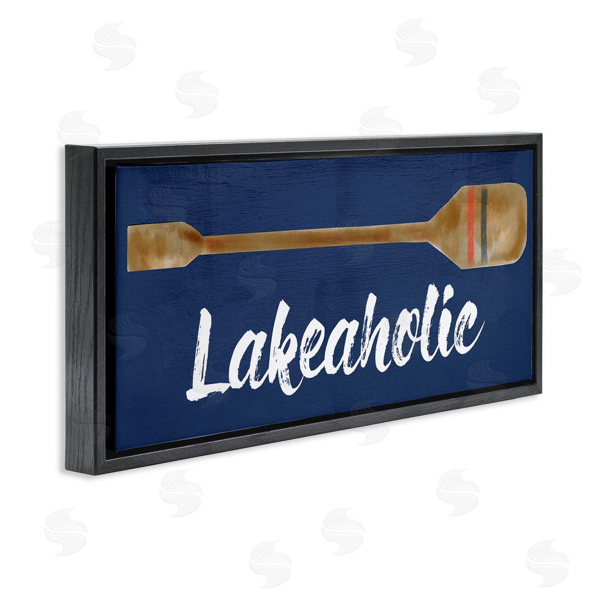 Lakeaholic Boat Oar Black Floating Frame Canvas Wall Art, Home Decor by Stupell Studio
