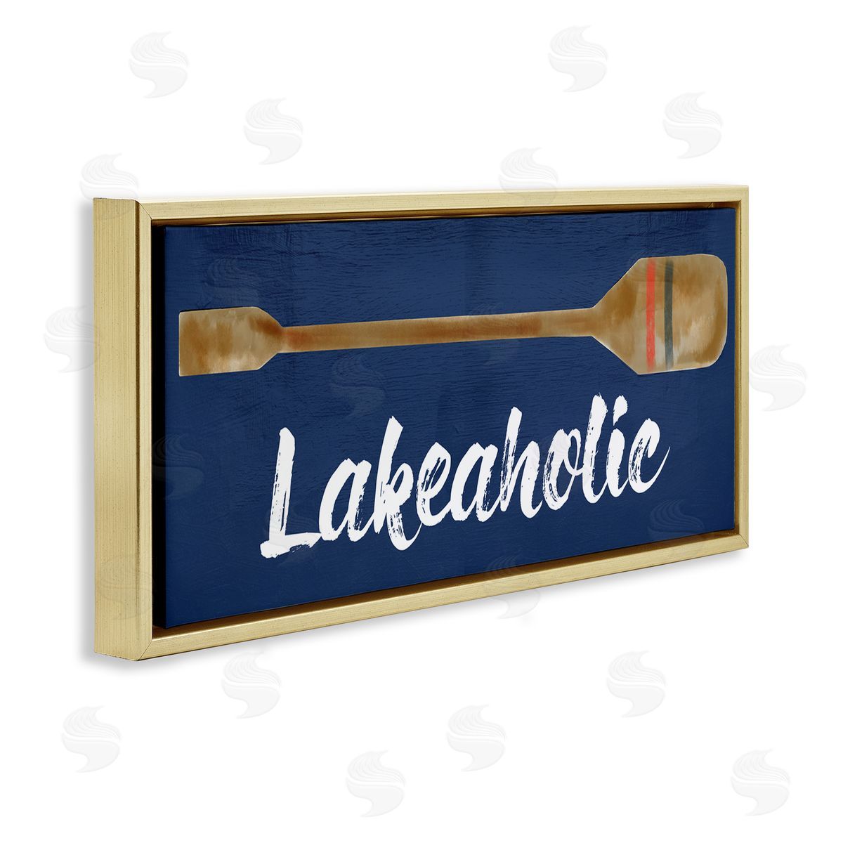 Lakeaholic Boat Oar Gold Floating Frame Canvas Wall Art, Home Decor by Stupell Studio
