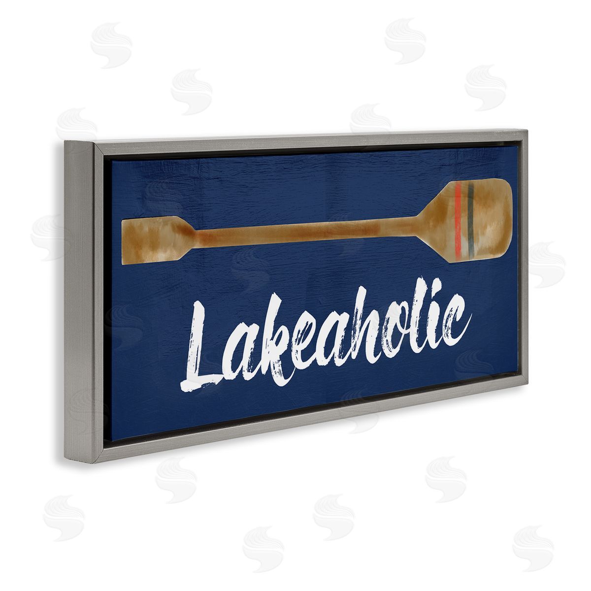 Lakeaholic Boat Oar Grey Floating Frame Canvas Wall Art, Home Decor by Stupell Studio