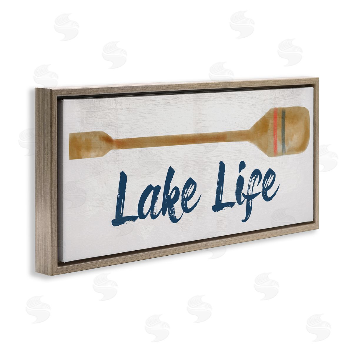 Lake Life Boat Oar Brown Floating Frame Canvas Wall Art, Home Decor by Stupell Studio