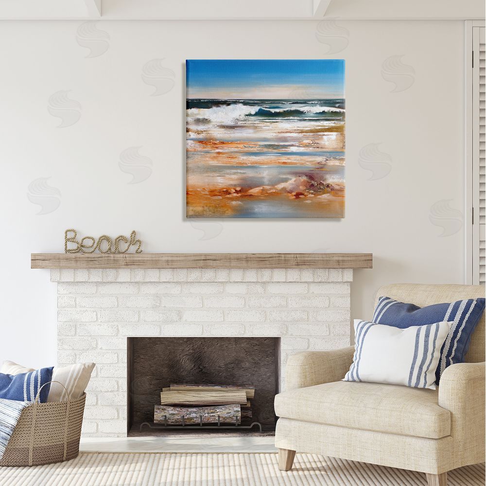 Ron Di Scenza Rolling Waves Abstract Shore Canvas Wall Art in Room